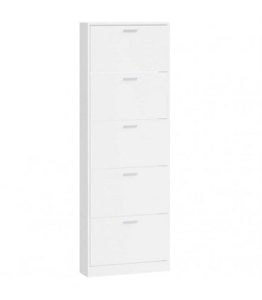 vidaXL Shoe Cabinet High Gloss White 59x17x169 cm Engineered Wood