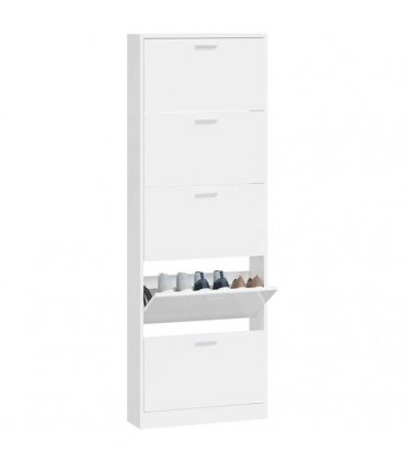 vidaXL Shoe Cabinet High Gloss White 59x17x169 cm Engineered Wood