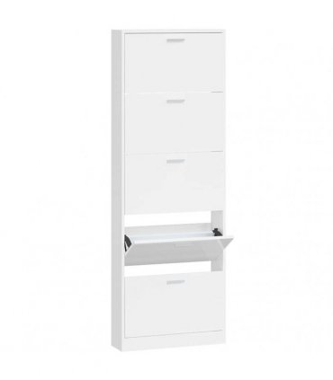 vidaXL Shoe Cabinet High Gloss White 59x17x169 cm Engineered Wood
