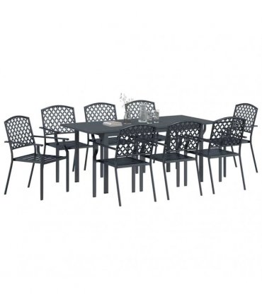 vidaXL Garden Dining Set 9 pcs Anthracite Powder-coated Steel