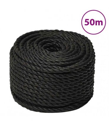 vidaXL Work Rope Black 12 mm 50 m Polypropylene