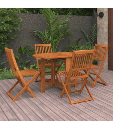 vidaXL Dining Set | Natural wood | Solid Acacia wood | Set | Collapsible