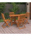 vidaXL Dining Set | Natural wood | Solid Acacia wood | Set | Collapsible