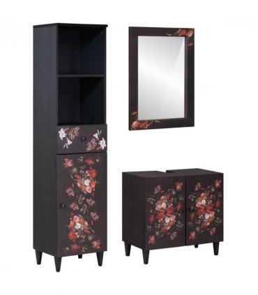 vidaXL Bathroom Cabinet Set with Drawer 3 pcs Solid Mango Wood