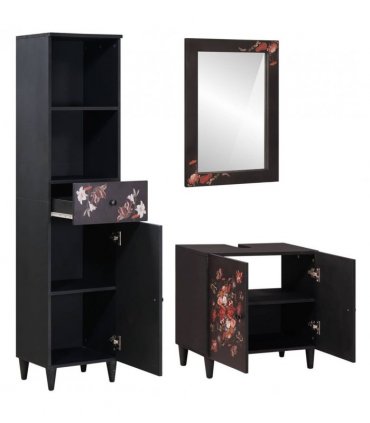 vidaXL Bathroom Cabinet Set with Drawer 3 pcs Solid Mango Wood