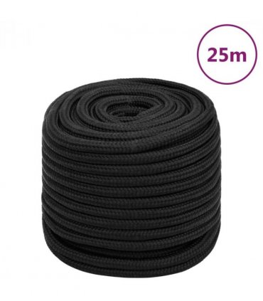 vidaXL Boat Rope Full Black 16 mm 25 m Polypropylene