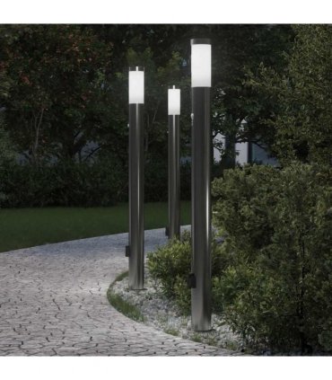 vidaXL Bollard Lights with Sensor&Outlet 3pcs 110 cm Stainless Steel IP44