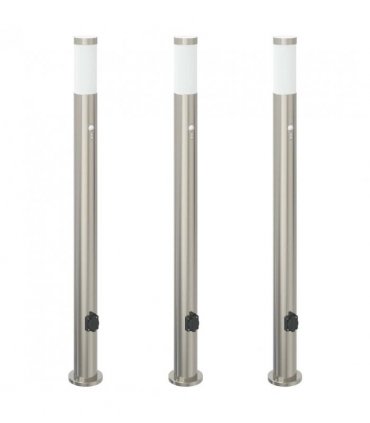 vidaXL Bollard Lights with Sensor&Outlet 3pcs 110 cm Stainless Steel IP44