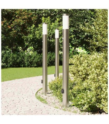vidaXL Bollard Lights with Sensor&Outlet 3pcs 110 cm Stainless Steel IP44