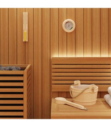 vidaXL Sauna Accessory Set 4 pcs Brown Solid Pine Wood and Hemp