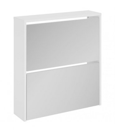 vidaXL Shoe Cabinet with Mirror 2-Layer High Gloss White 63x17x67 cm