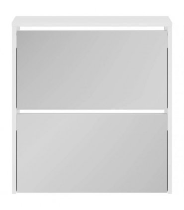 vidaXL Shoe Cabinet with Mirror 2-Layer High Gloss White 63x17x67 cm