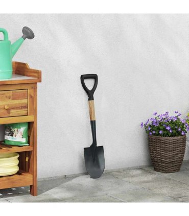 vidaXL Shovel Black 68.5 cm Power Coated Steel and Solid Wood