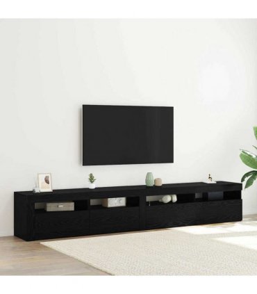vidaXL TV Cabinet 2 pcs Black Oak 240 x 35 x 40 cm Engineered Wood
