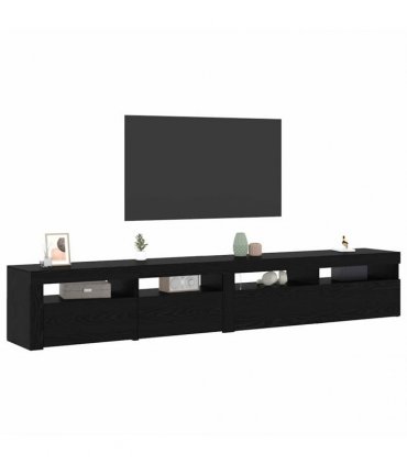 vidaXL TV Cabinet 2 pcs Black Oak 240 x 35 x 40 cm Engineered Wood