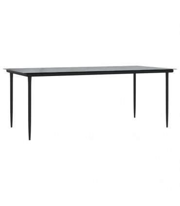 vidaXL Garden Dining Table Black 200x100x74cm Steel and Tempered Glass