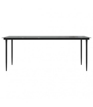 vidaXL Garden Dining Table Black 200x100x74cm Steel and Tempered Glass