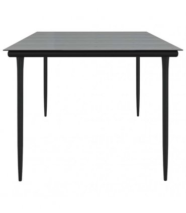 vidaXL Garden Dining Table Black 200x100x74cm Steel and Tempered Glass