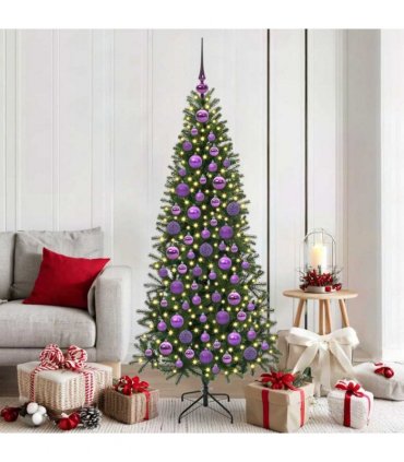 vidaXL Christmas Bauble Set with 300 LEDs 120 pcs Lilac Plastic