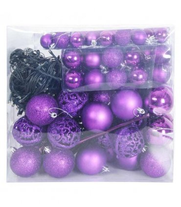 vidaXL Christmas Bauble Set with 300 LEDs 120 pcs Lilac Plastic