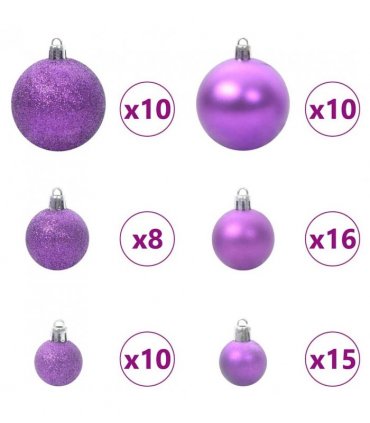 vidaXL Christmas Bauble Set with 300 LEDs 120 pcs Lilac Plastic