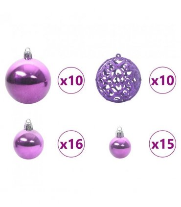 vidaXL Christmas Bauble Set with 300 LEDs 120 pcs Lilac Plastic