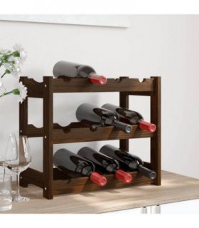 vidaXL Wine Rack for 12 Bottles Brown Solid Wood Pine