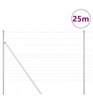 vidaXL Ground Fix Welded Wire Fence 25 x 1.5 m Galvanised Steel Silver