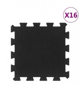 vidaXL Rubber Floor Tiles 16 pcs Black 16 mm 30x30 cm