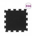 vidaXL Rubber Floor Tiles 16 pcs Black 16 mm 30x30 cm