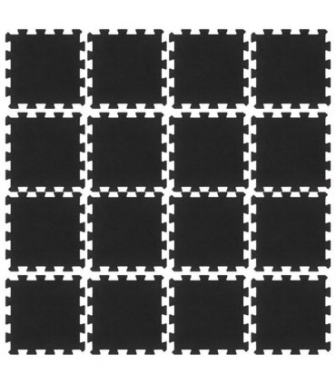 vidaXL Rubber Floor Tiles 16 pcs Black 16 mm 30x30 cm