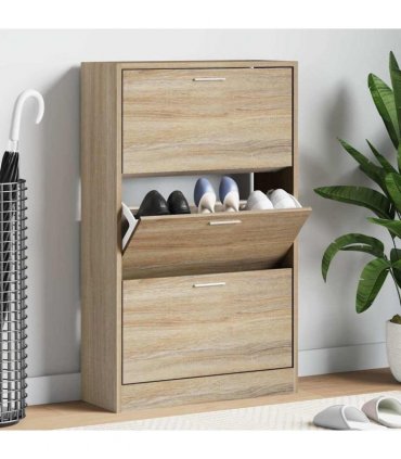 vidaXL Shoe Cabinet Sonoma Oak 63x24x103 cm Engineered Wood