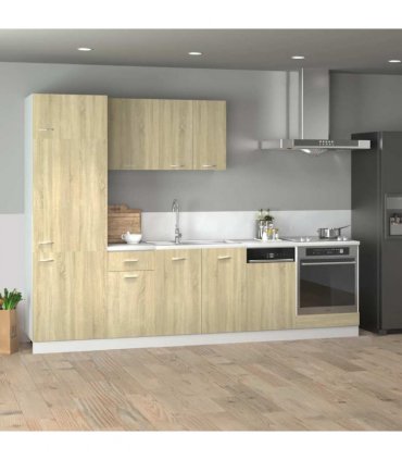 vidaXL 7 Piece Kitchen Cabinet Set Lyon  Sonoma Oak Engineered Wood