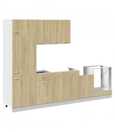 vidaXL 7 Piece Kitchen Cabinet Set Lyon  Sonoma Oak Engineered Wood