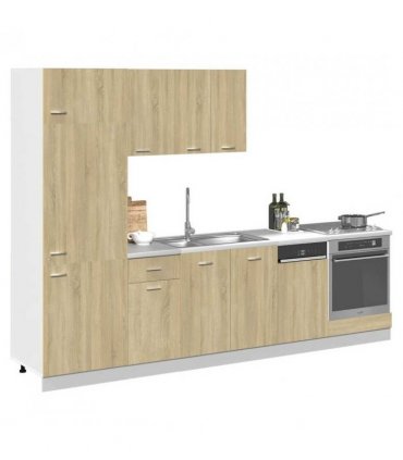 vidaXL 7 Piece Kitchen Cabinet Set Lyon  Sonoma Oak Engineered Wood