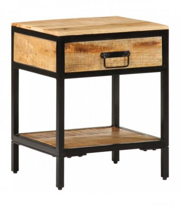 vidaXL Bedside Table Brown 40 x 35 x 50 cm Solid Mango Wood and Metal