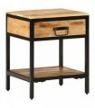 vidaXL Bedside Table Brown 40 x 35 x 50 cm Solid Mango Wood and Metal