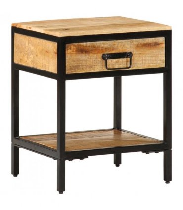 vidaXL Bedside Table Brown 40 x 35 x 50 cm Solid Mango Wood and Metal