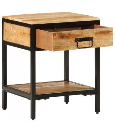 vidaXL Bedside Table Brown 40 x 35 x 50 cm Solid Mango Wood and Metal
