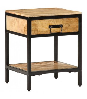 vidaXL Bedside Table Brown 40 x 35 x 50 cm Solid Mango Wood and Metal