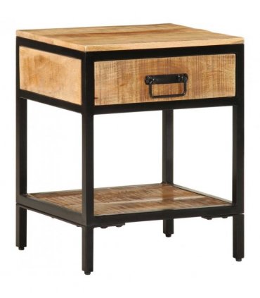vidaXL Bedside Table Brown 40 x 35 x 50 cm Solid Mango Wood and Metal