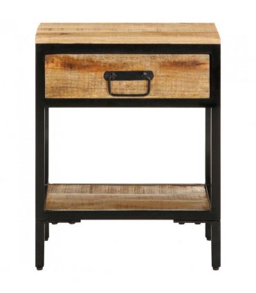 vidaXL Bedside Table Brown 40 x 35 x 50 cm Solid Mango Wood and Metal