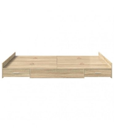 vidaXL Storage Bed Frame Sonoma Oak 135 x 190 cm Engineered Wood