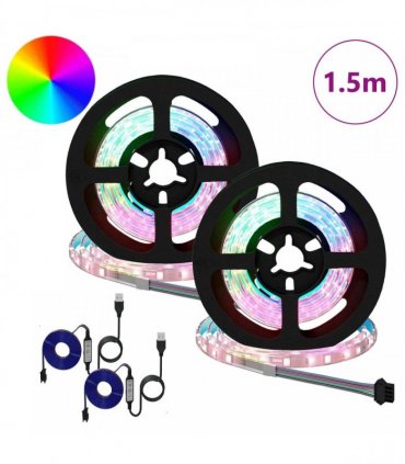 vidaXL LED Strip 2 pcs Black and Transparent 750 mm Copper and Plastic