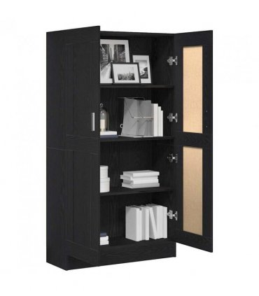 vidaXL Book Cabinet Black Oak 82.5 x 30.5 x 150 cm Engineered Wood