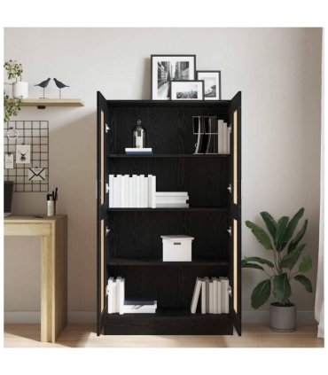 vidaXL Book Cabinet Black Oak 82.5 x 30.5 x 150 cm Engineered Wood