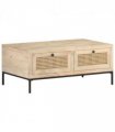 vidaXL Coffee Table 90x50x37 cm Solid Mango Wood and Natural Cane