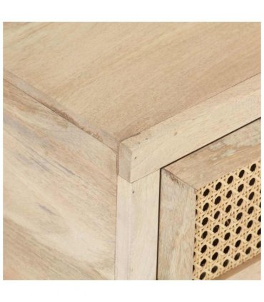 vidaXL Coffee Table 90x50x37 cm Solid Mango Wood and Natural Cane