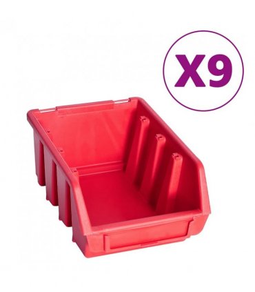 vidaXL 103 Piece Storage Bin Kit with Wall Panels Red and Black
