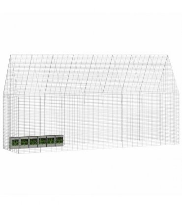 vidaXL Rabbit Cage Silver 400 x 100 x 210 cm Galvanised Steel